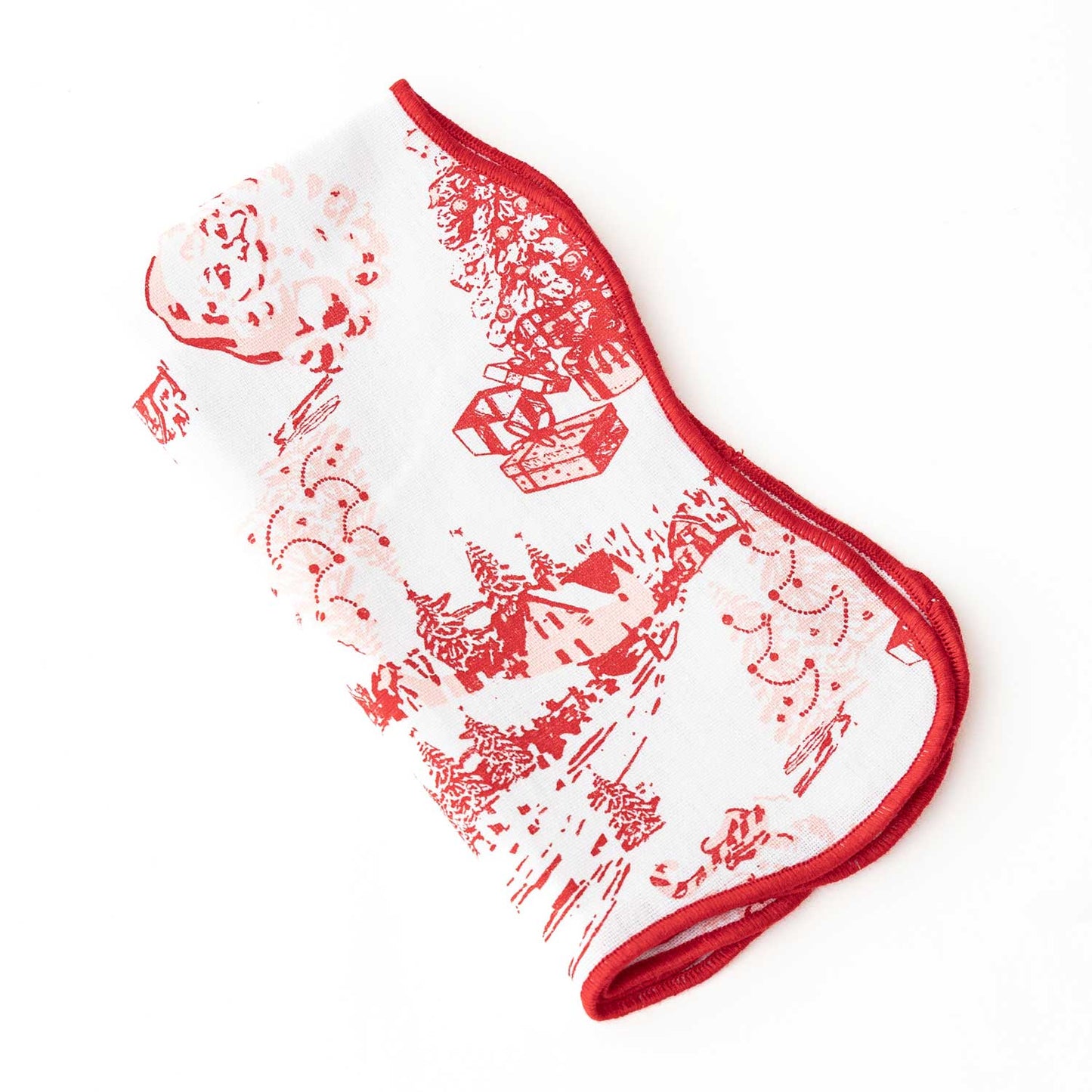 Santa Toile Scalloped Dinner Napkin, S/4