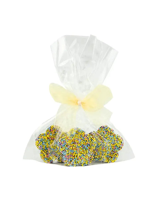 3-pc Belgian Chocolate Flowers in Pink Blue Yellow