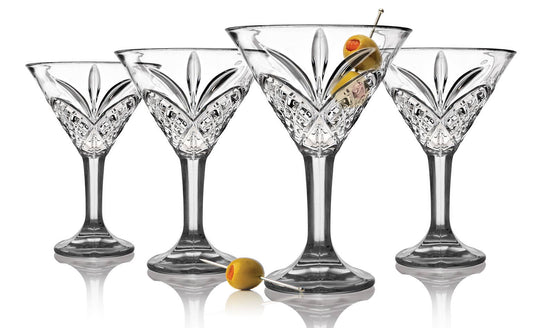 Set of Four Crystal Martini Glasses
