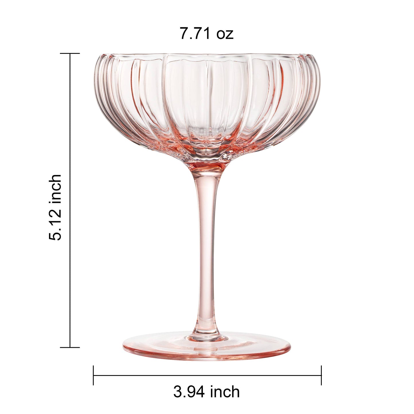 Pink Wavy Flower Coupe Glasses | S/2