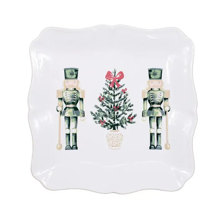 Watercolor Nutcracker Square Platter White- 11.5x11.5