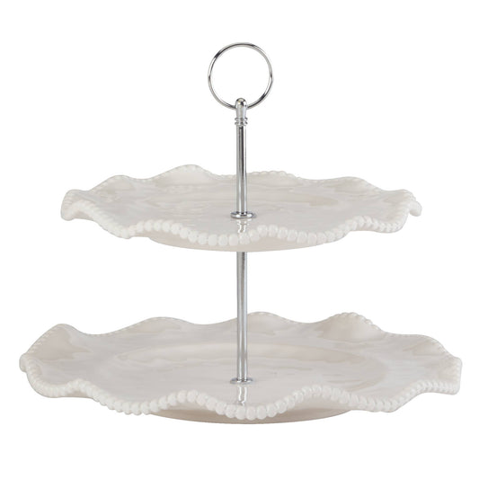 Perlette Cream 2-Tier Server