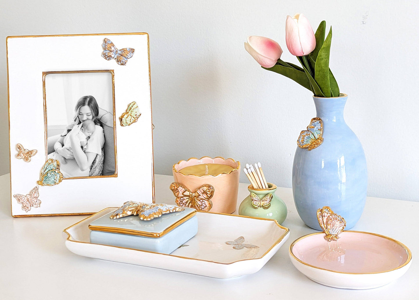 Medium Gilded Butterflies Trays with 22K Gold Accent