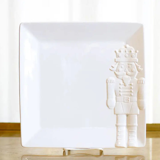 Royal Nutcracker Embossed White Platter