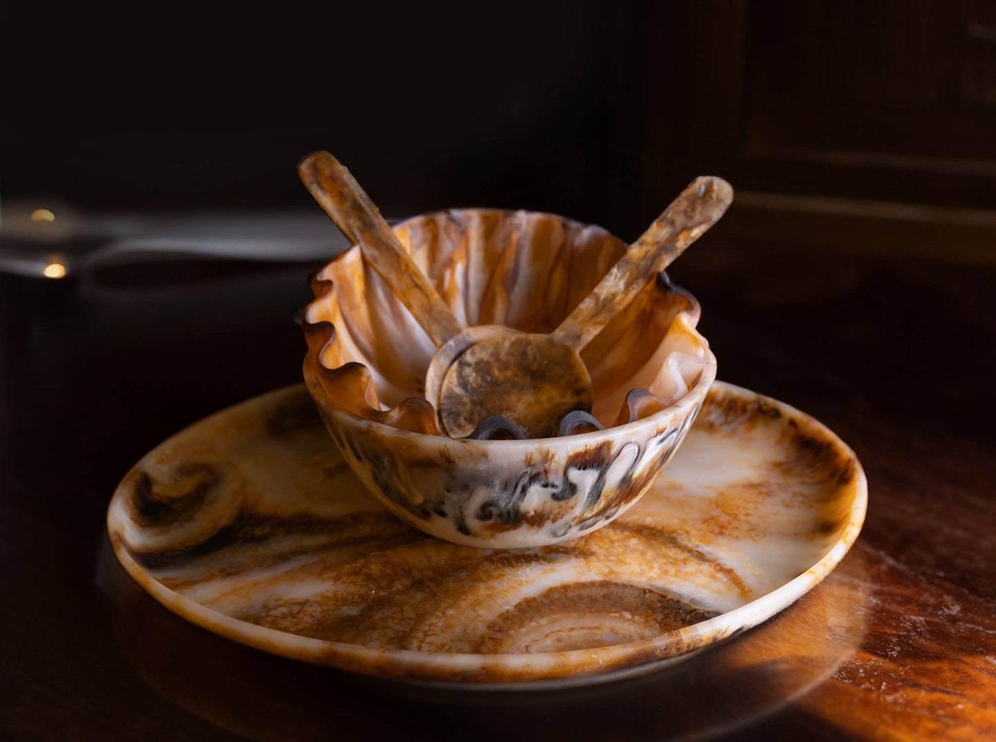 Tortoiseshell Salad Servers S/2
