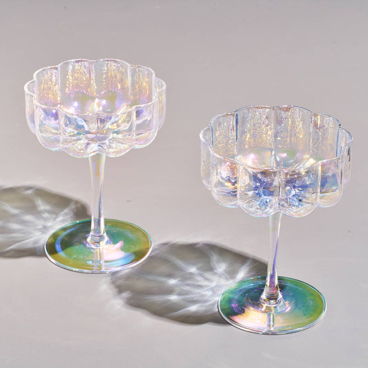 Iridescent Flower Coupes S/2