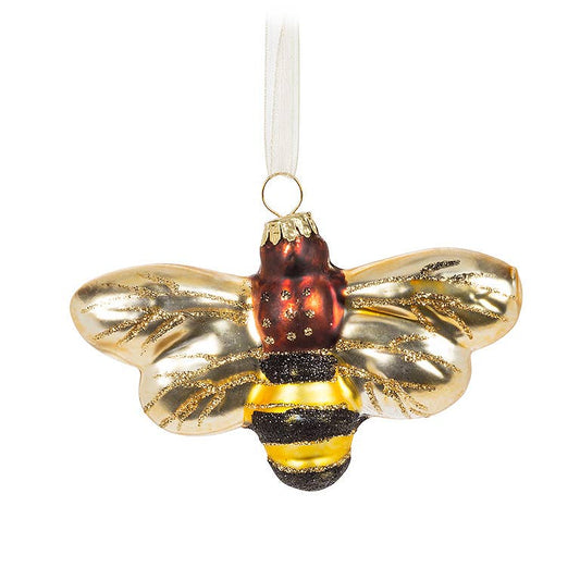 Classic Bee Ornament- Glass -4"W