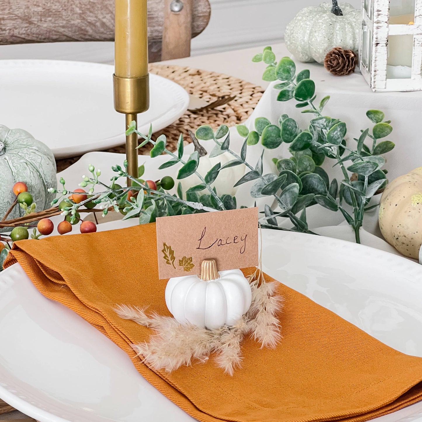 White Pumpkin Place Card Holder (Set of 6)