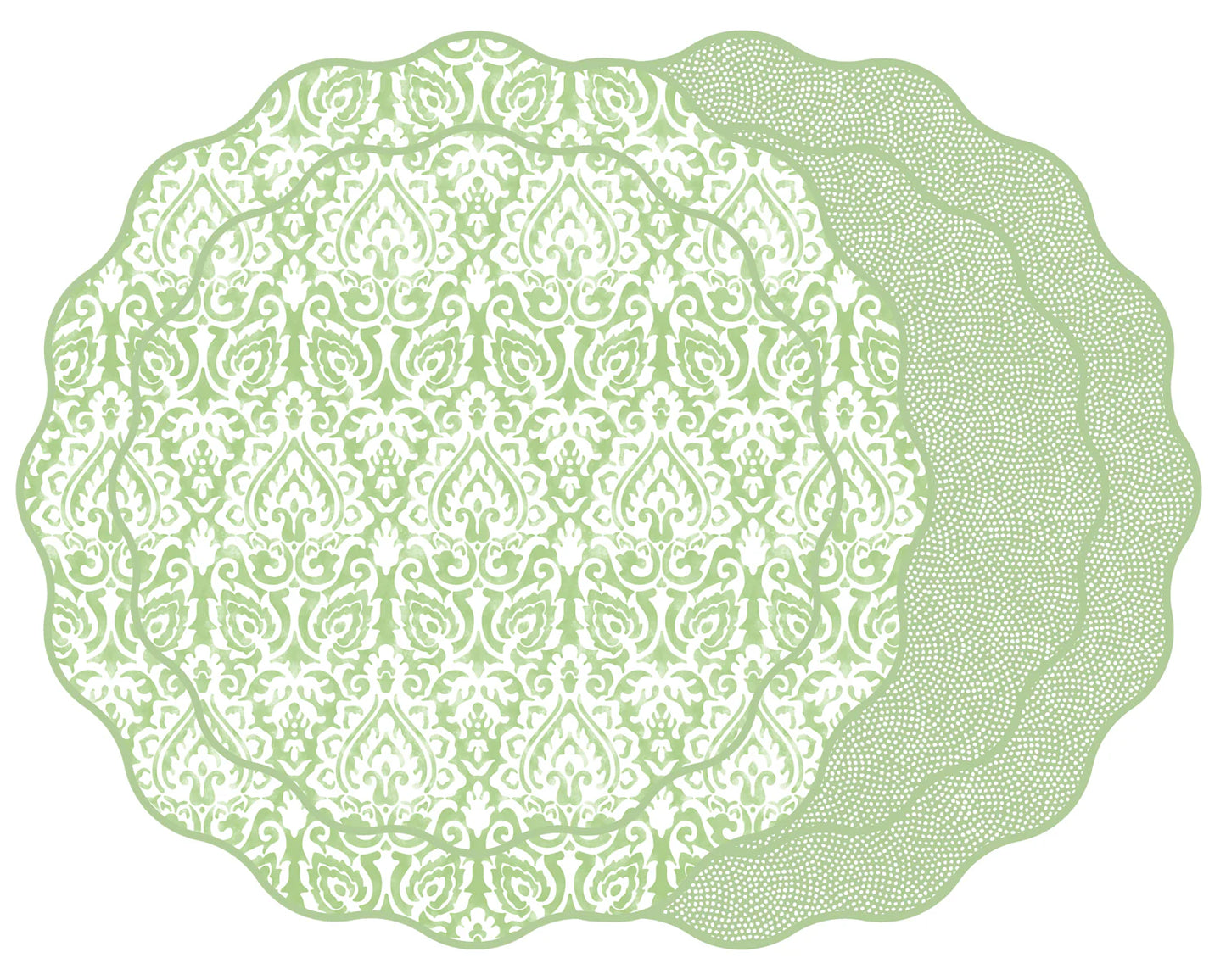 Damask & Dot Scallop Green Placemat