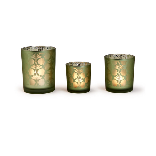 Green Palm Silhouette Candleholder, Medium