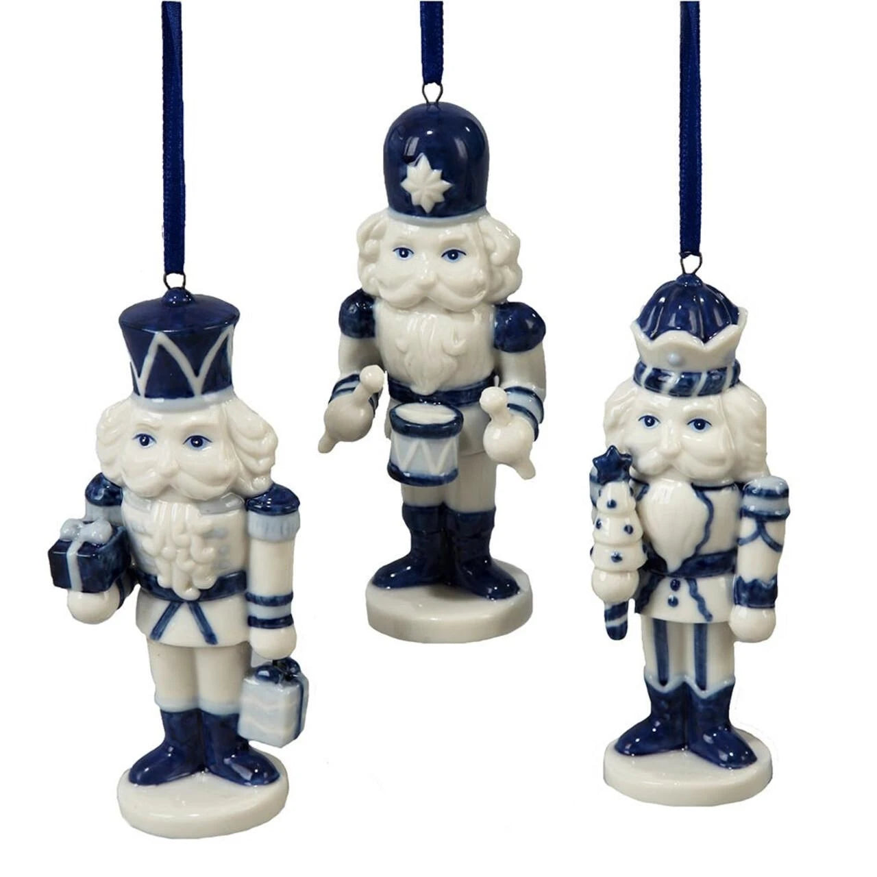 4" Delft Blue Nutcracker Ornament Set