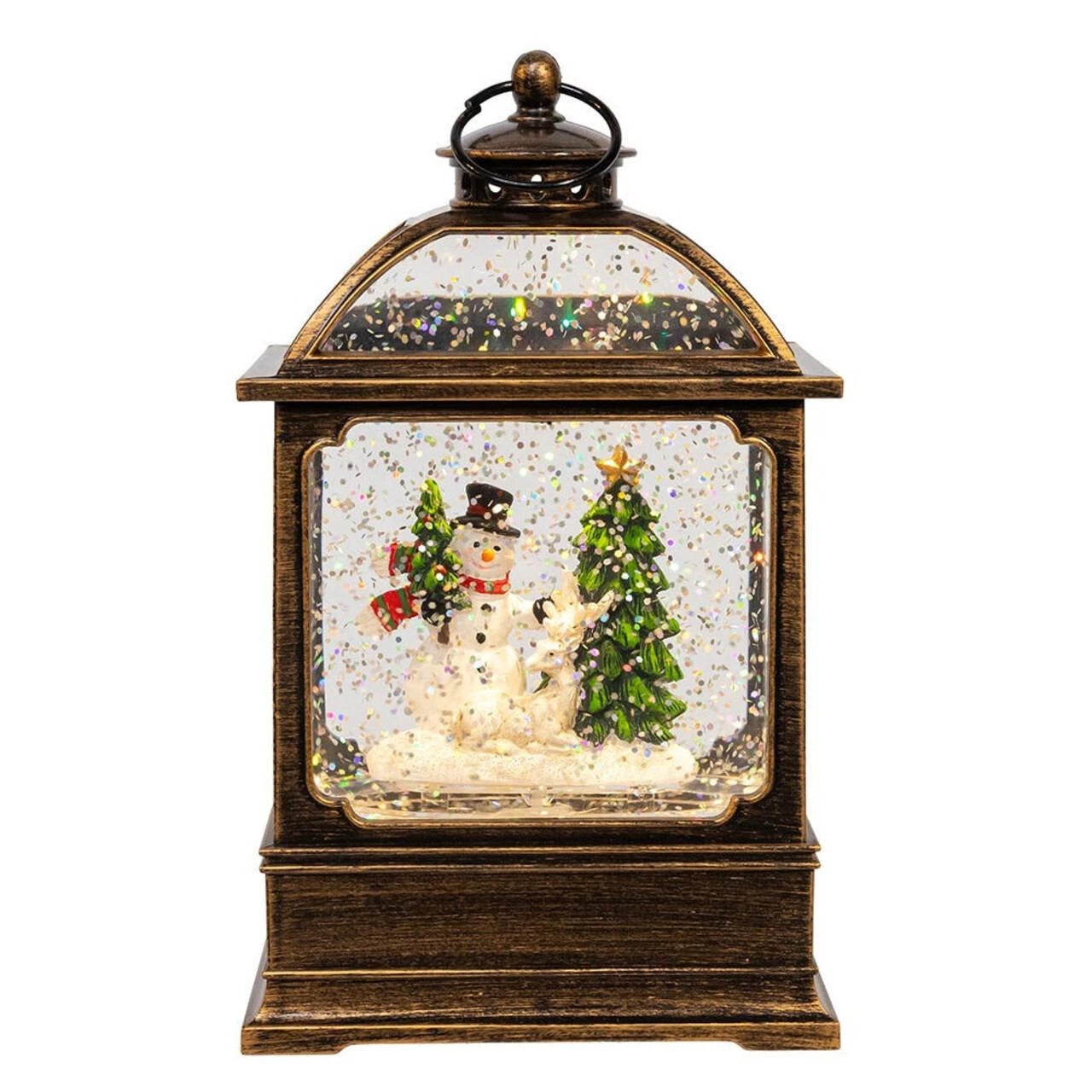 LED Brown Snowman Water Lantern