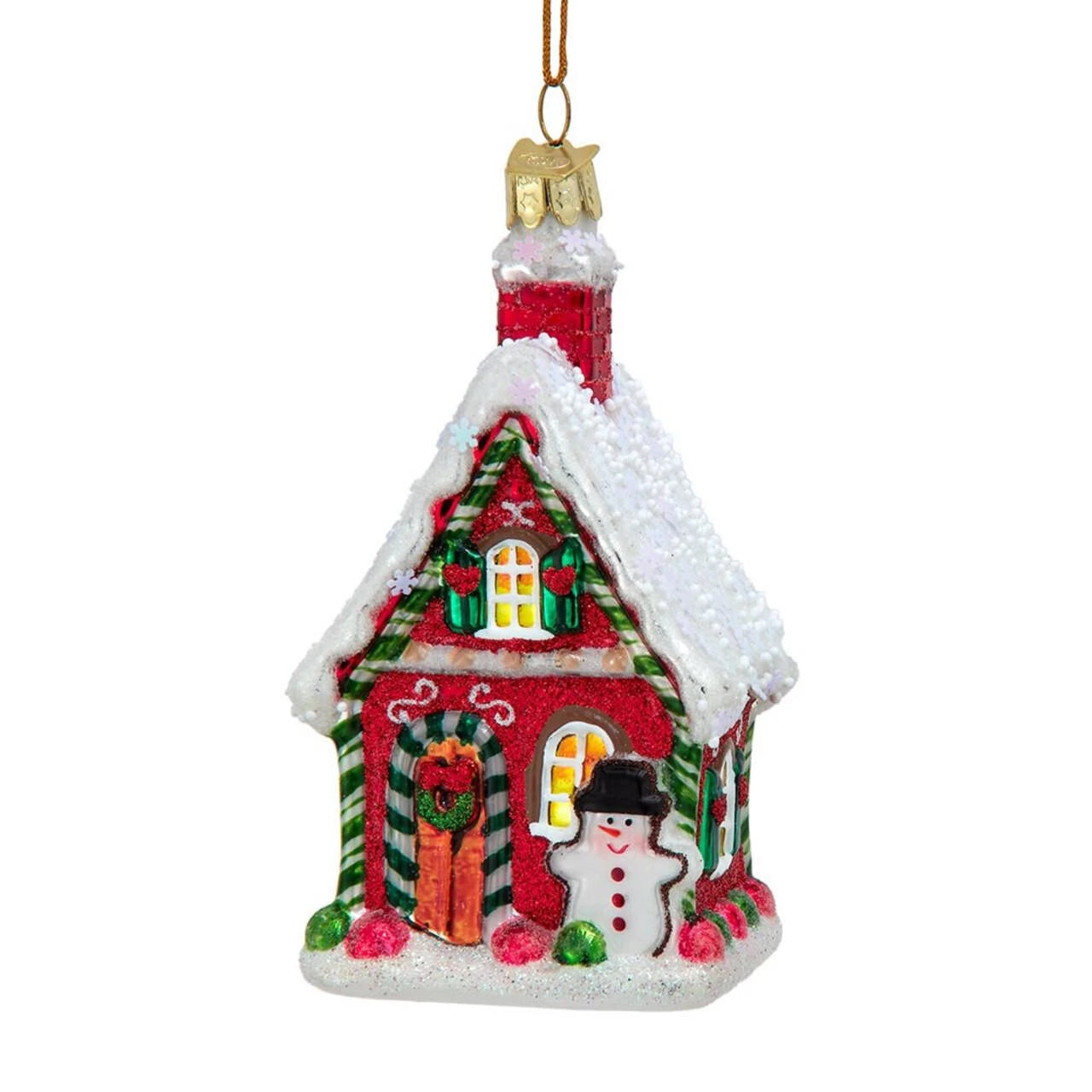 Red Glass Gingerbread House Ornament