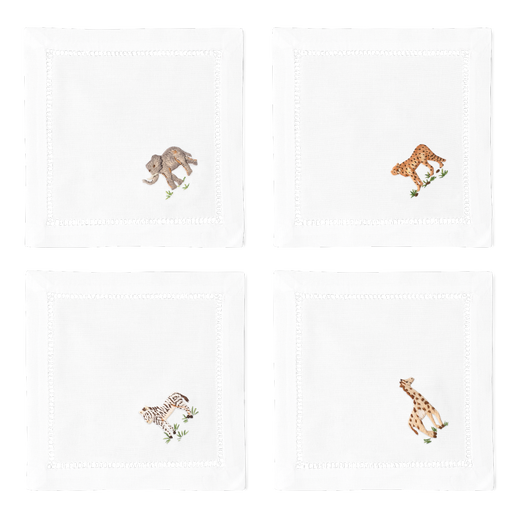 African Animal Cocktail Napkins | Mixed Set of 4