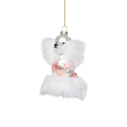 Glass Poodle Ornament 4.5"