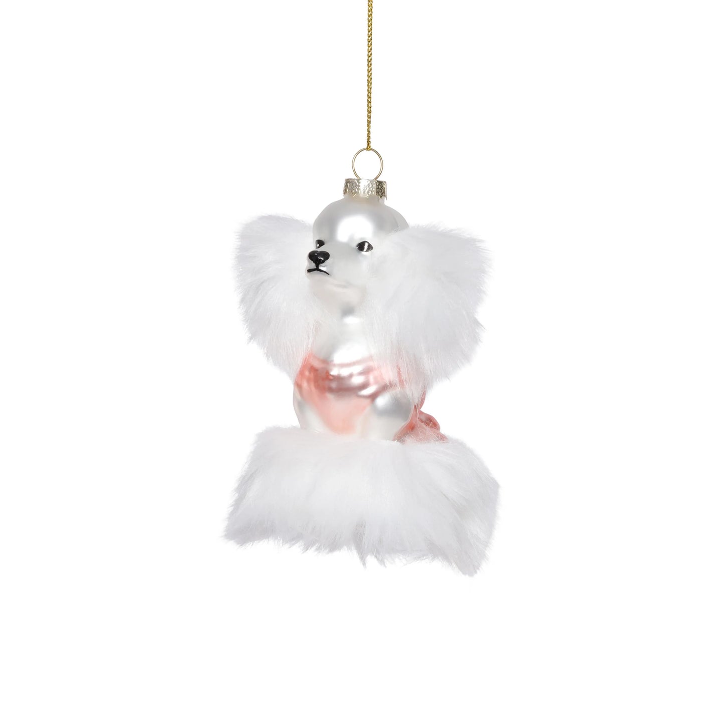 Glass Poodle Ornament 4.5"