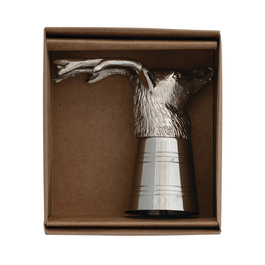 2oz Cast Aluminum/Stainless Deer Head Shot Glass