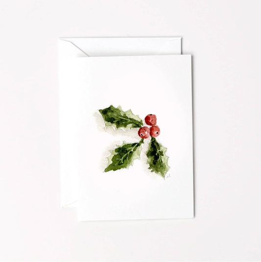 Holly berry christmas mini enclosure notecard