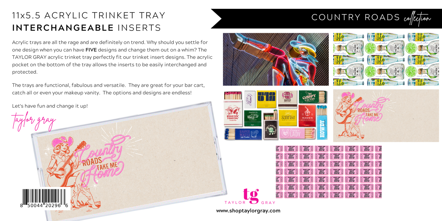 5.5x11 COUNTRY ROADS trinket tray insert set of 5