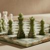 Marble & Onyx Chess Set w/ Velvet Storage Case