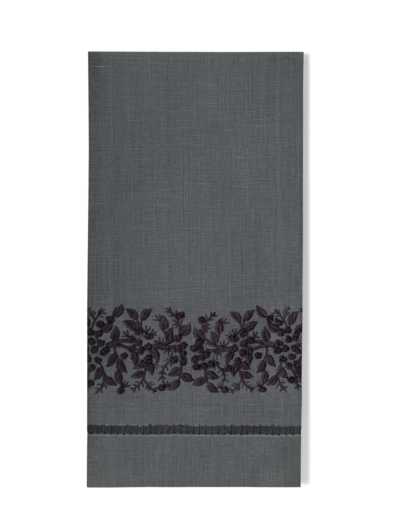 Jardin Linen Hand Towel: White on Taupe