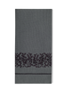 Jardin Linen Hand Towel: White on Taupe