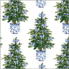 Continuous Roll Gift Wrap - Blue Bows Christmas Trees