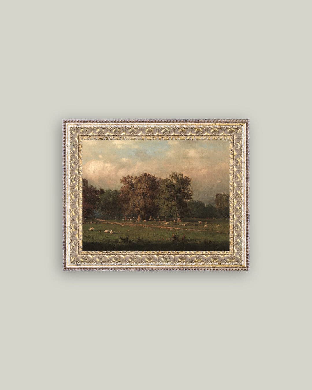 Sheep Farm Framed Antique Art: 7x5