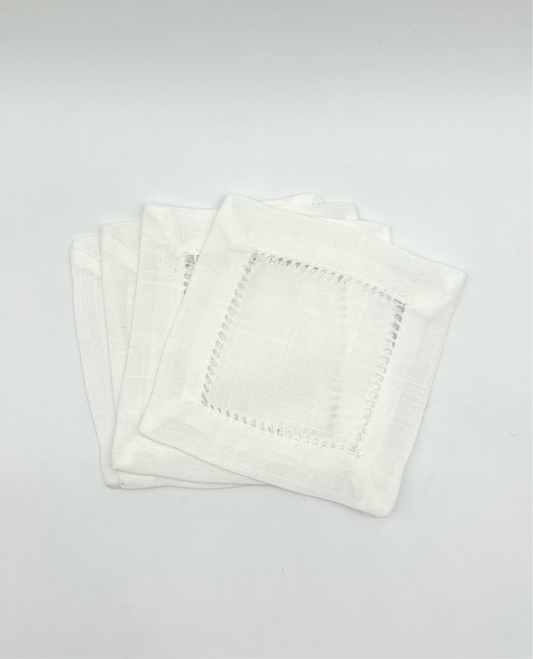 White Cocktail Napkins, Set of 4