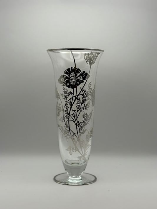 Sterling Overlay Tall Vase