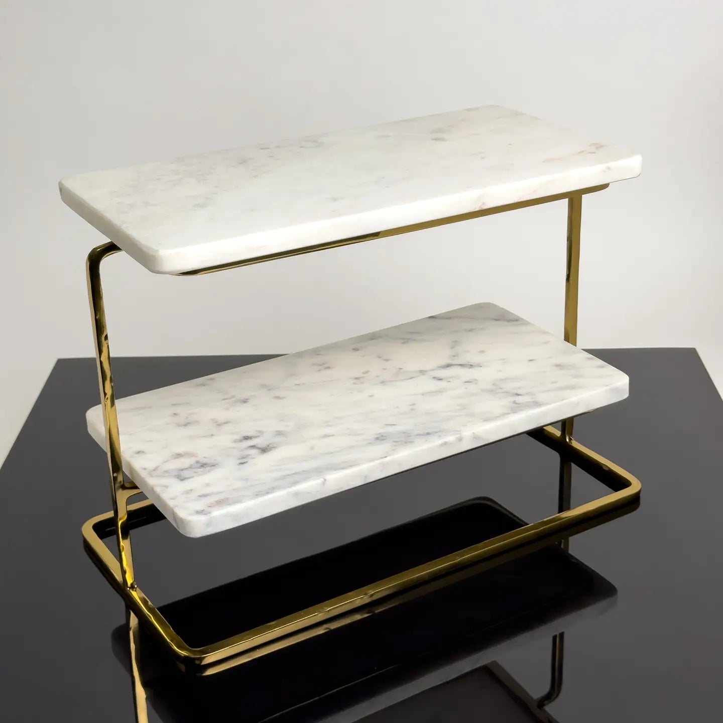 White Marble 2-Tier Stand