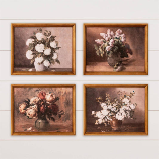 Antique Gold Framed Prints- Botanical-Set of 4