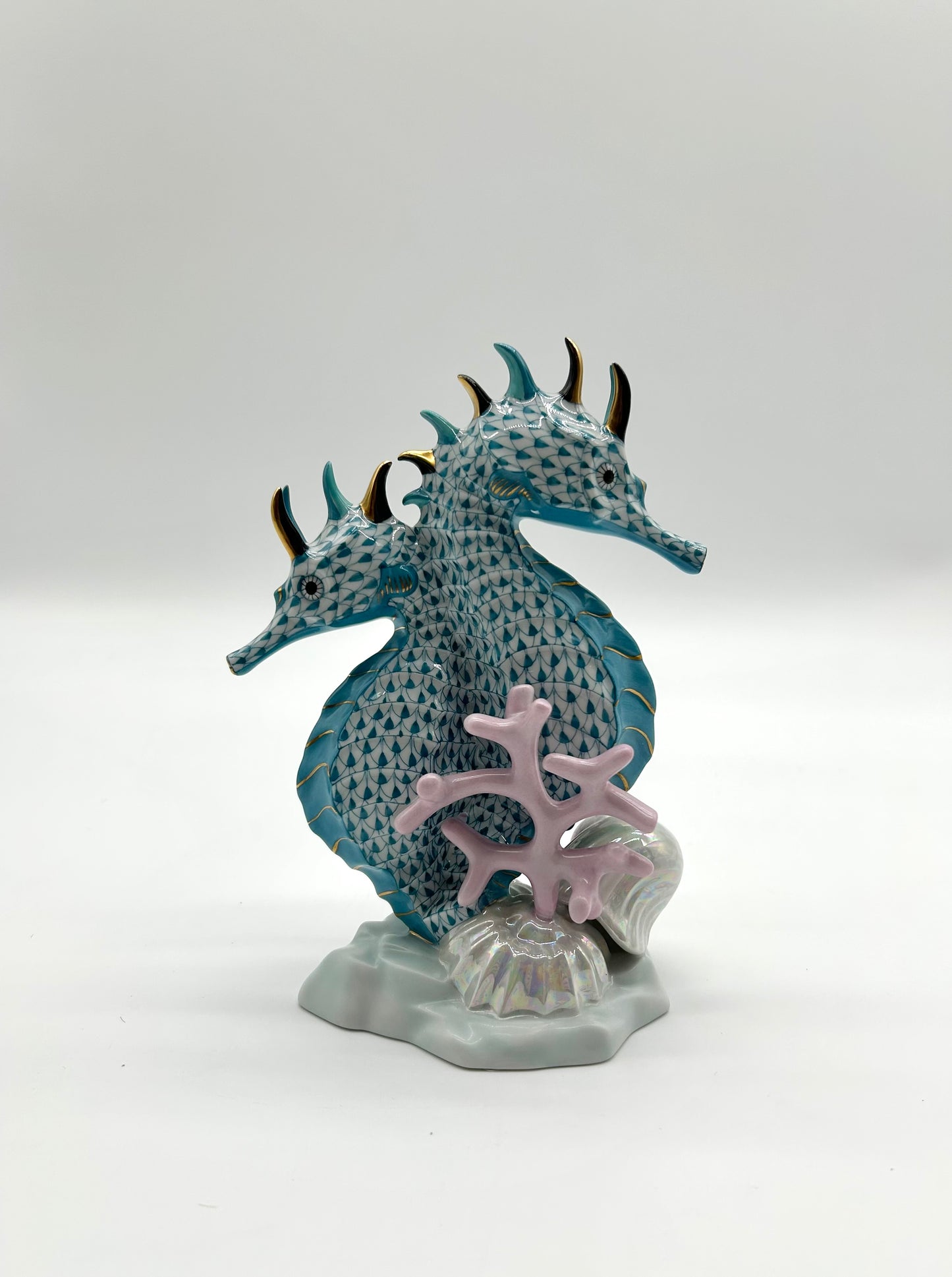 Pair of Seahorses Turquoise Blue