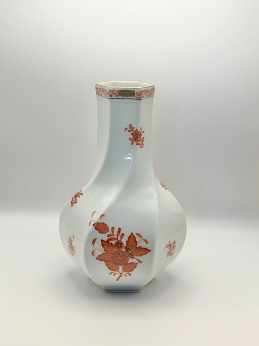 8.5" Wave Vase Chinese Bouquet Rust