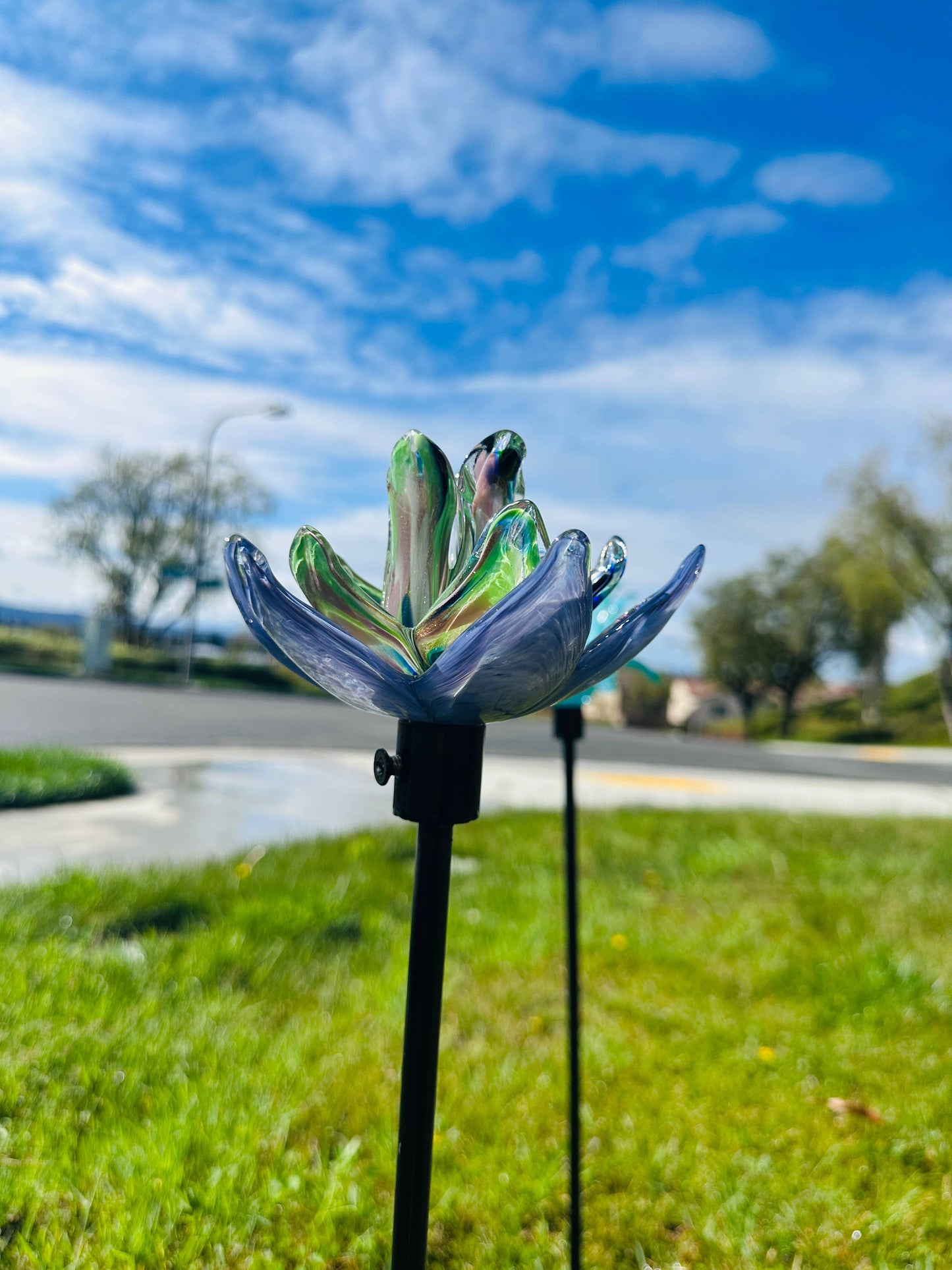 Art Glass Flower Stake Assorted