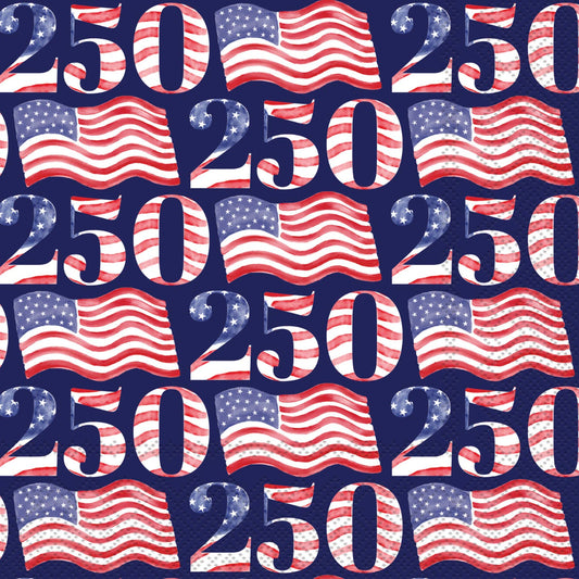 Paper Cocktail Napkin 20Ct - USA 250 - Flags