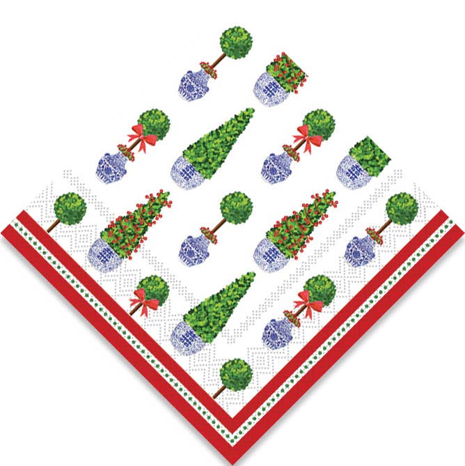 Christmas Topiaries Paper Cocktail Napkin