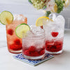 Hobnail Beaded Floral Clear Glasses, Set of 6