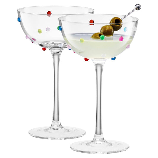 Vintage Confetti Coupe Glasses - Set of 2
