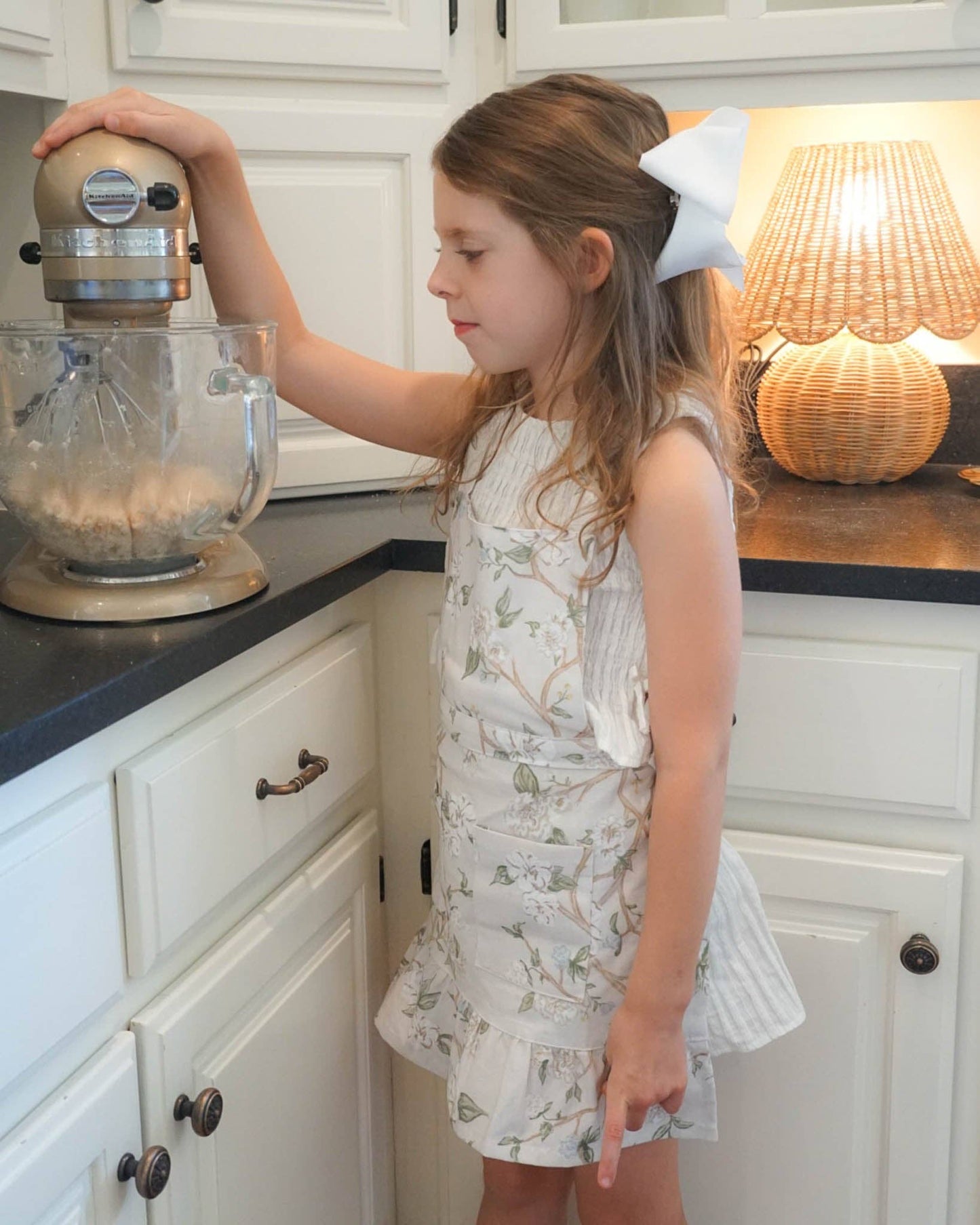 Camellia Kids Floral Apron For Baking, Gifting, Crafting : Camellia / No Monogram