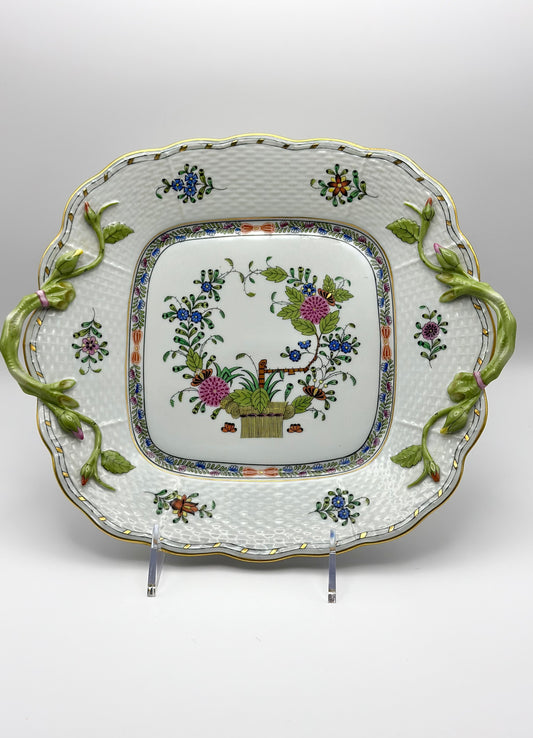 Indian Basket Tray w/ Green Handles