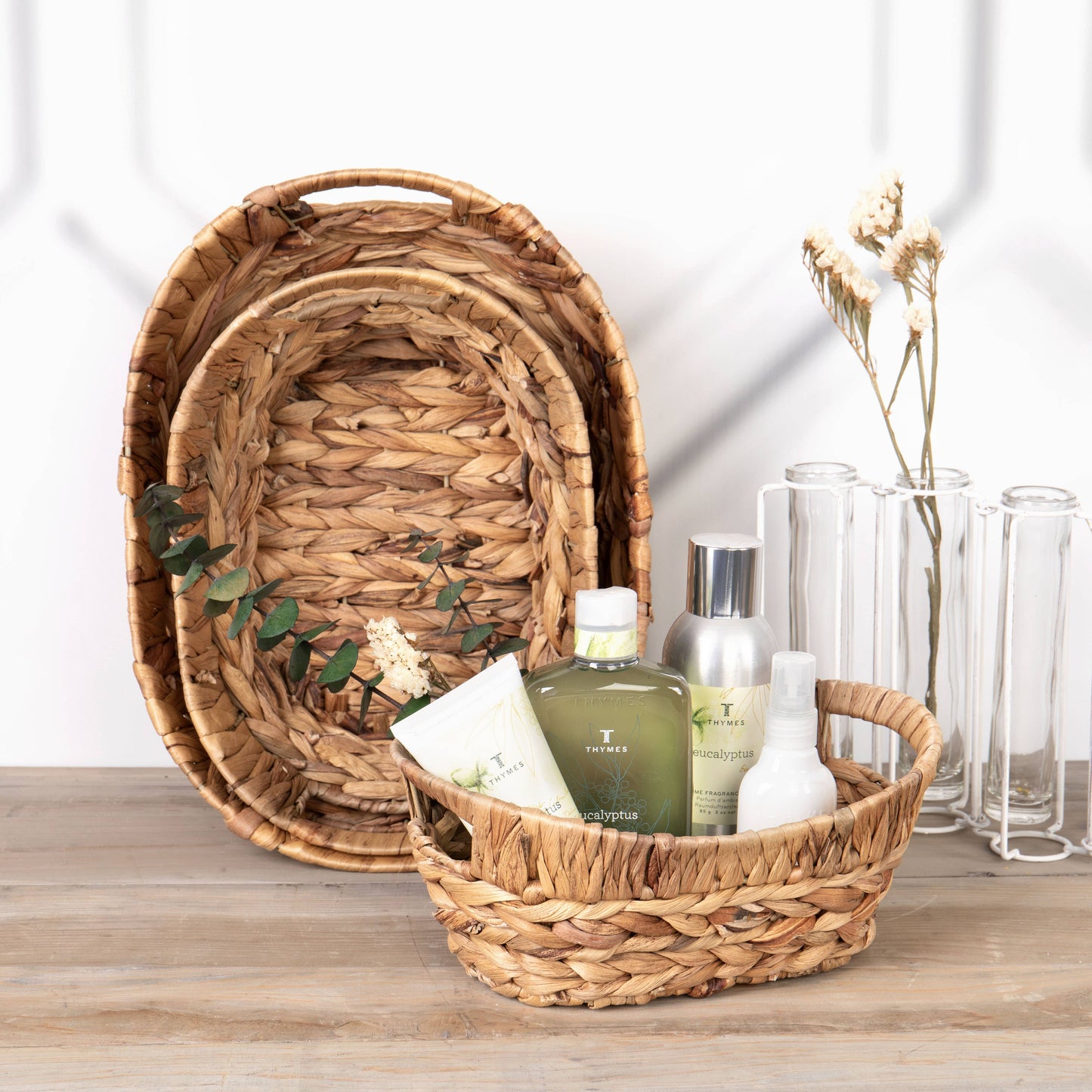 OVAL HYACINTH/WIRE TUB BASKET