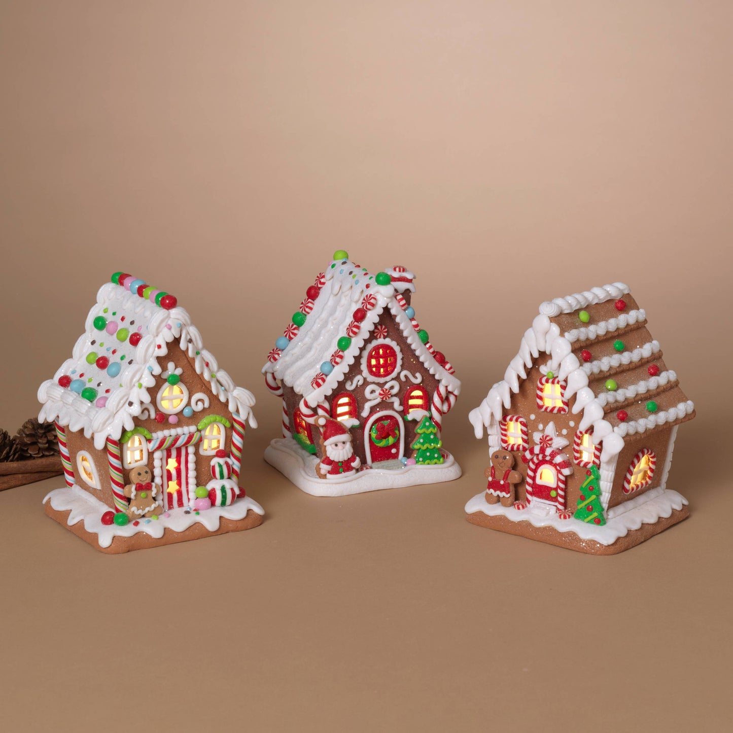 Lighted Clay Dough Gingerbread House 6.5"H