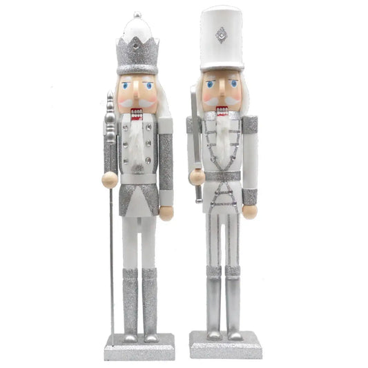 24" Silver & White Nutcracker Set