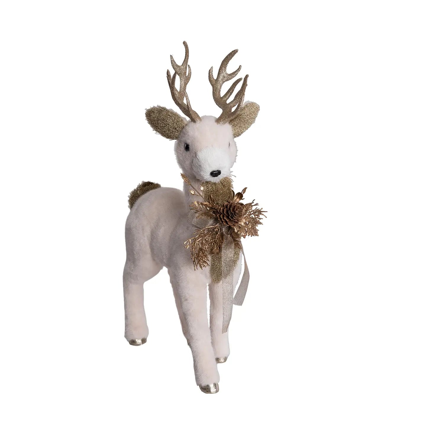 Plush Standing Deer w/ Gold Glitter Antlers