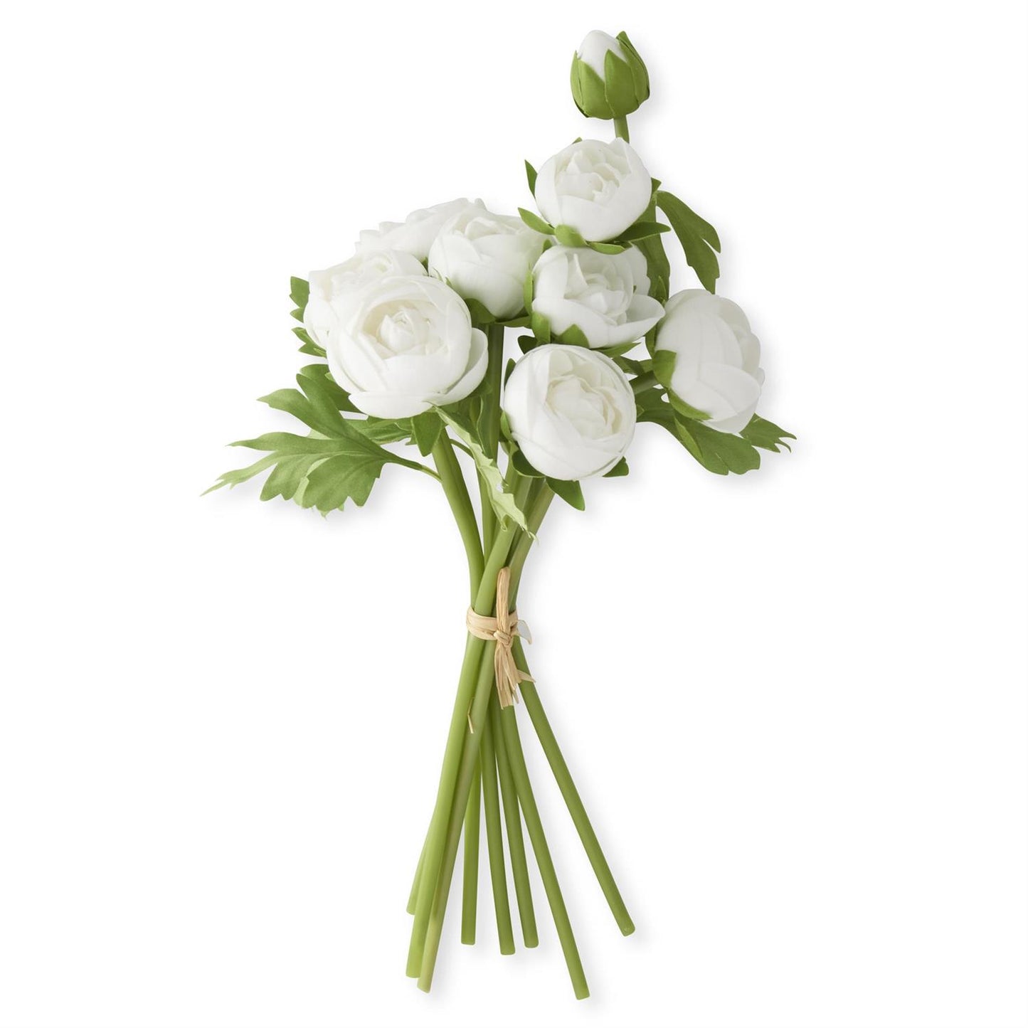 Real Touch White Ranunculus Rose Bundle 15”