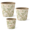 Cream & Green Floral Ceramic Planter