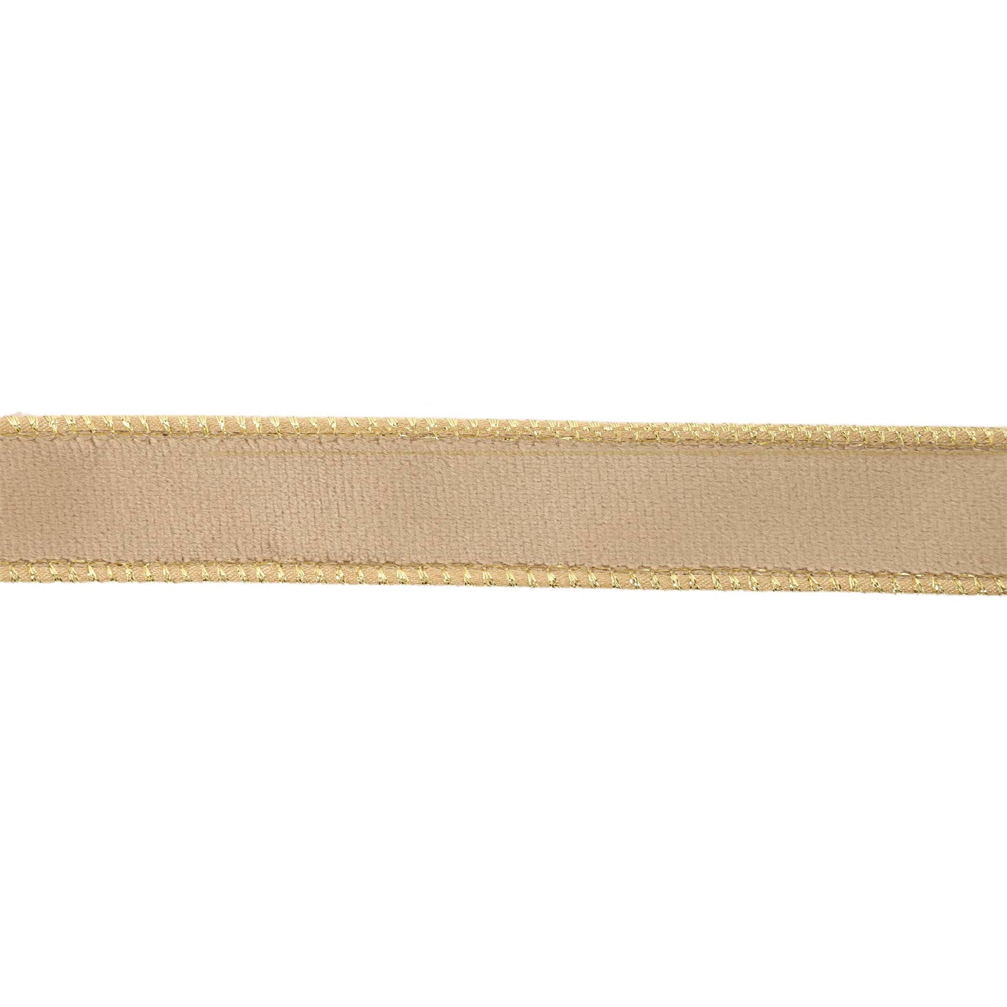 Latte/Gold | 1" Reversible Velvet Wired Ribbon | 10 Yard Roll