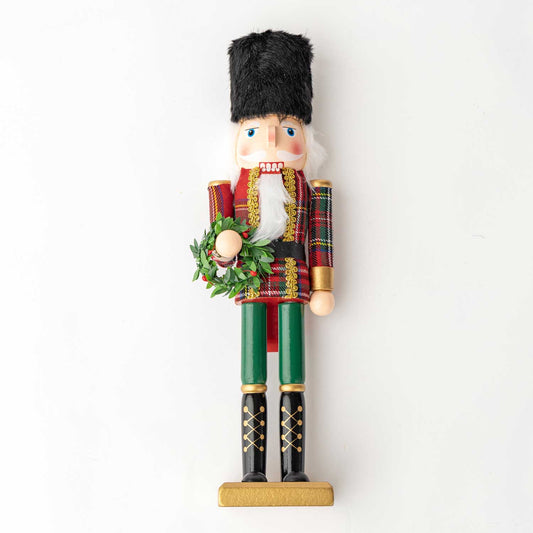 Tartan Plaid 15" Hand-Painted Wood Nutcracker