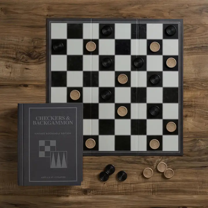 Vintage Bookshelf Edition Game - Checkers / Backgammon